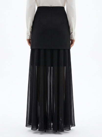 LadyLuxury | Elegant Patchwork Chiffon Long Skirt - Versatile Straight Fit