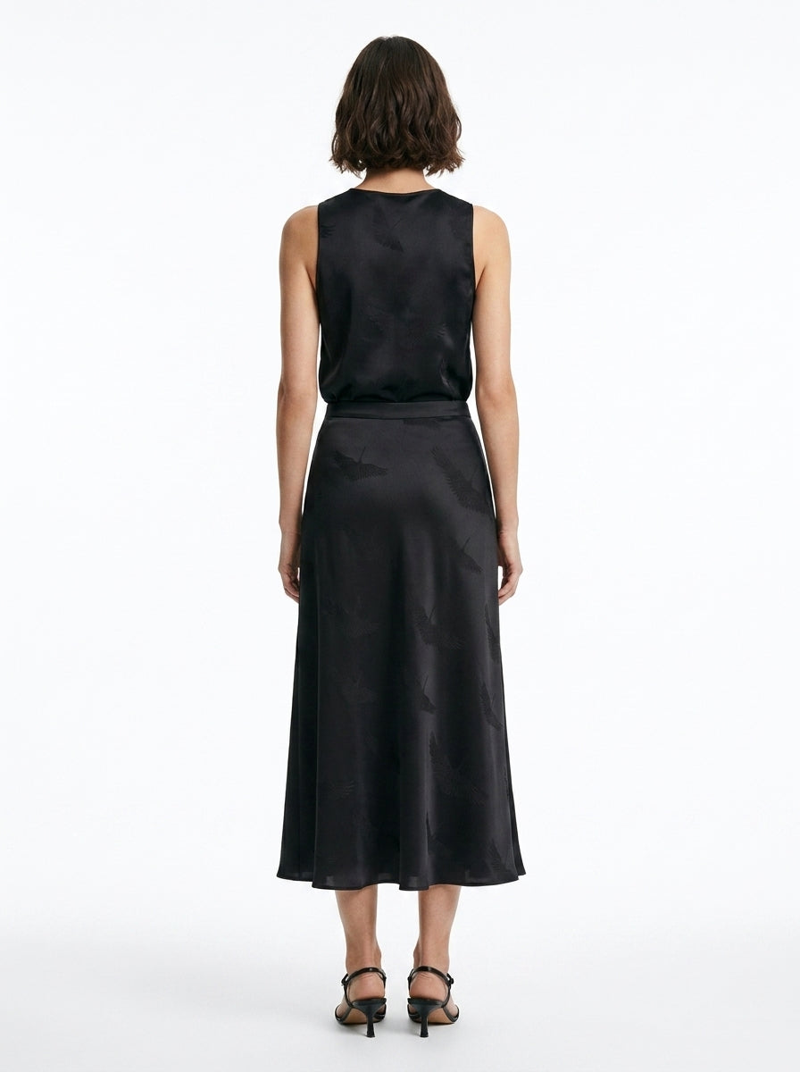 LadyLuxury | Elegant Chinese Style Jacquard Umbrella Skirt - Deep Sea Blue