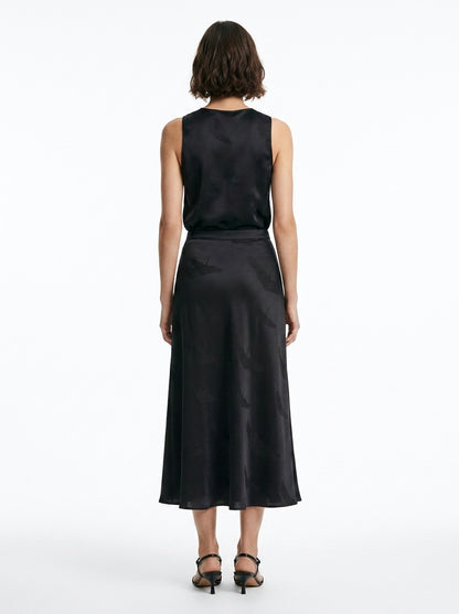 LadyLuxury | Elegant Chinese Style Jacquard Umbrella Skirt - Deep Sea Blue