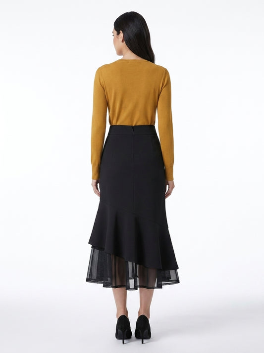 LadyLuxury | Elegant High Waist Office Suit Skirt with Pockets - Mid-Length