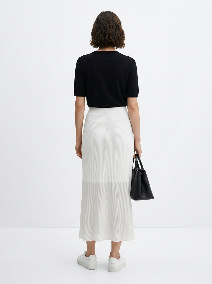LadyLuxury | Elegant A-Line Knitted Long Skirt with Elastic Waistband