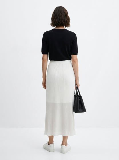 LadyLuxury | Elegant A-Line Knitted Long Skirt with Elastic Waistband