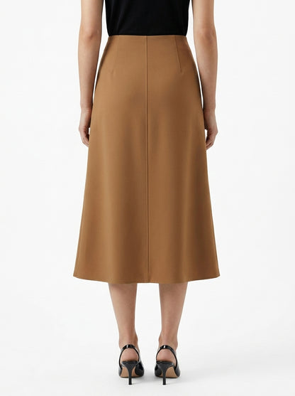 LadyLuxury | Minimalist Asymmetric A-Line Skirt - Elegant Commuter Mid-Calf Style