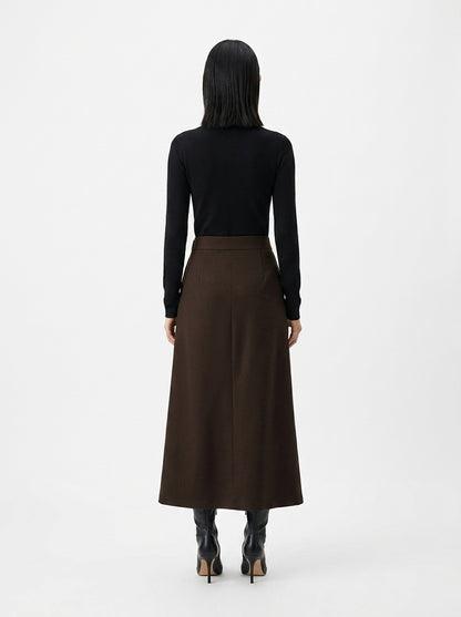 LadyLuxury | Woolen High Waist Straight Skirt - Elegant Slim Fit Office Midi Skirt