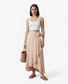 LadyLuxury | Elegant Irregular High Waist Lace-Up Maxi Skirt