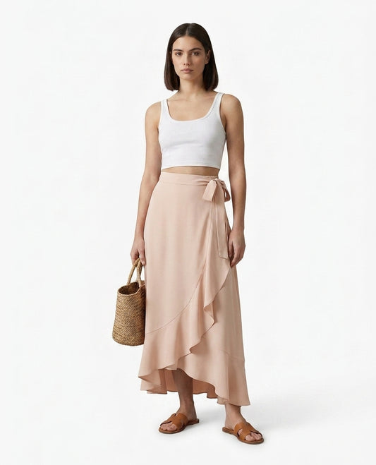 LadyLuxury | Elegant Irregular High Waist Lace-Up Maxi Skirt