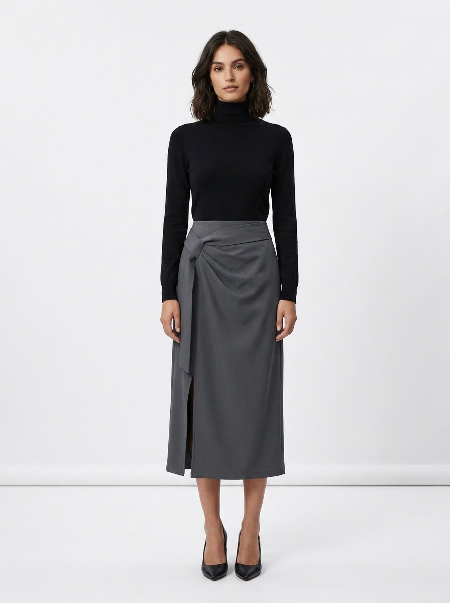 LadyLuxury | Elegant H-Line Split Skirt - Anti-Wrinkle Mid-Length Professional Wear
