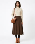 LadyLuxury | Winter Minimalist Knitted A-Line Long Skirt with Tassel Detail