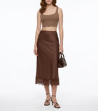 LadyLuxury Elegant Satin Lace Maxi Skirt - Luxury Silk-Feel Long Skirt