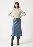 LadyLuxury | Elegant High-Waist Satin Maxi Skirt with Lace - Up Detail