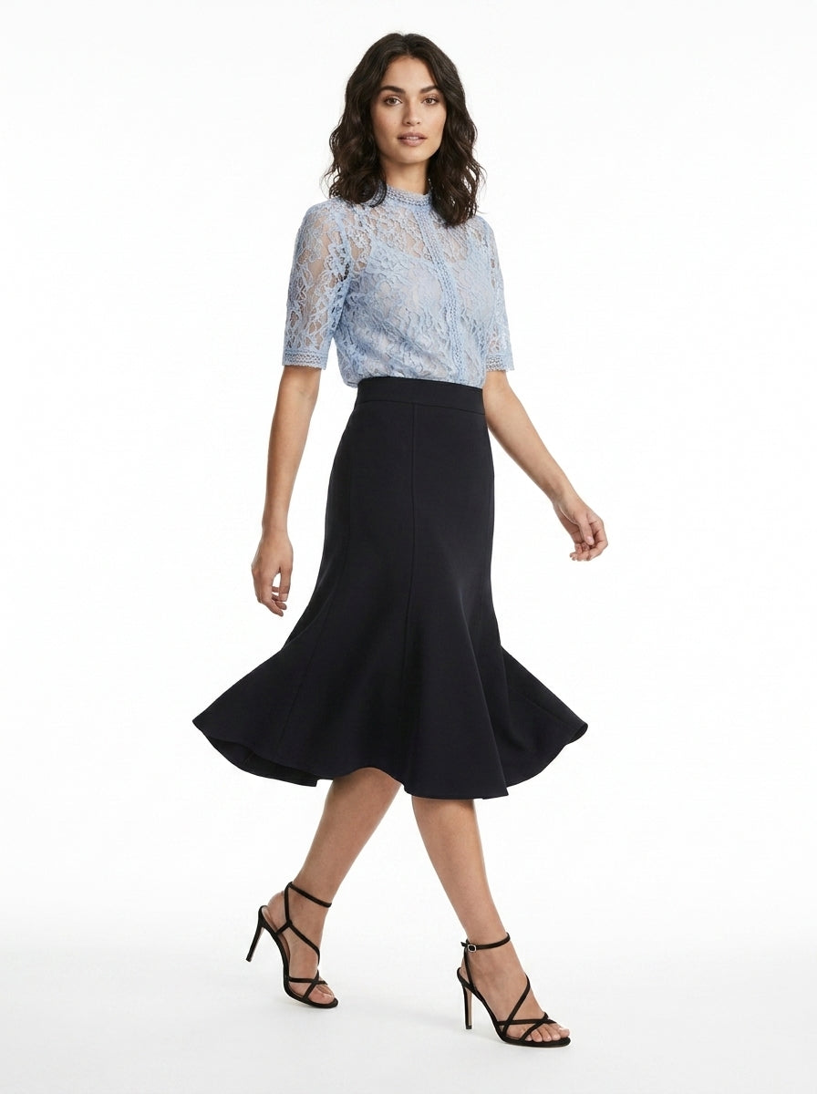 LadyLuxury | Elegant High Waist Chiffon Fishtail Skirt - Flowy Trumpet Silhouette
