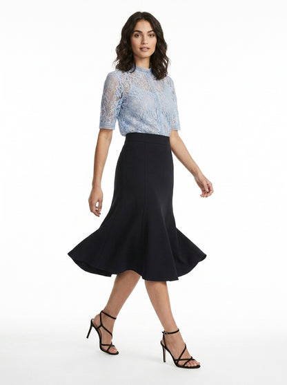 LadyLuxury | Elegant High Waist Chiffon Fishtail Skirt - Flowy Trumpet Silhouette