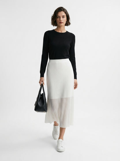 LadyLuxury | Elegant A-Line Knitted Long Skirt with Elastic Waistband