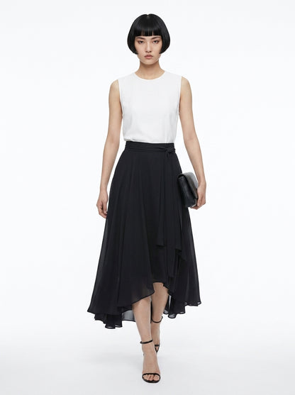 LadyLuxury | Irregular Chiffon A-Line Pleated Long Skirt - Elegant Summer Style