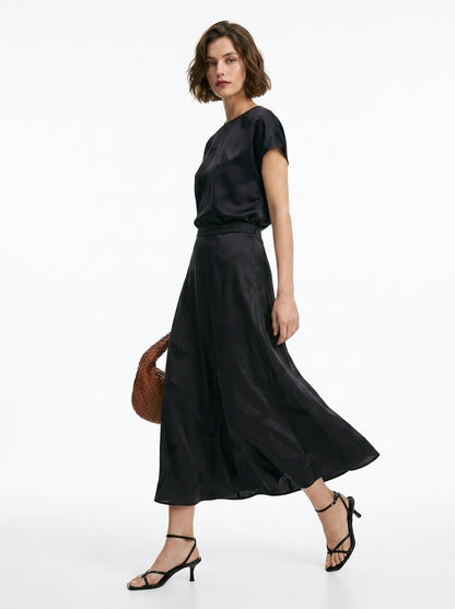 LadyLuxury | Elegant Chinese Style Jacquard Umbrella Skirt - Deep Sea Blue