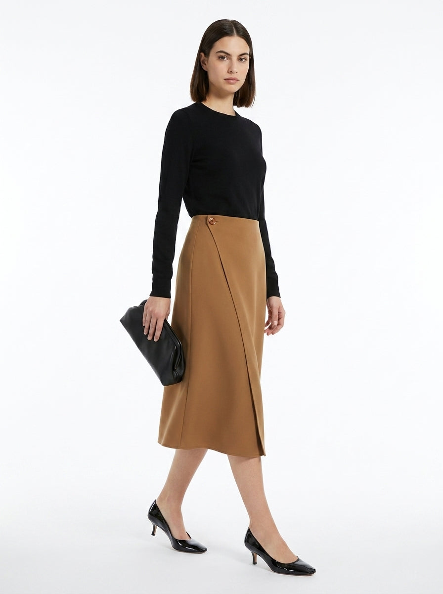 LadyLuxury | Minimalist Asymmetric A-Line Skirt - Elegant Commuter Mid-Calf Style