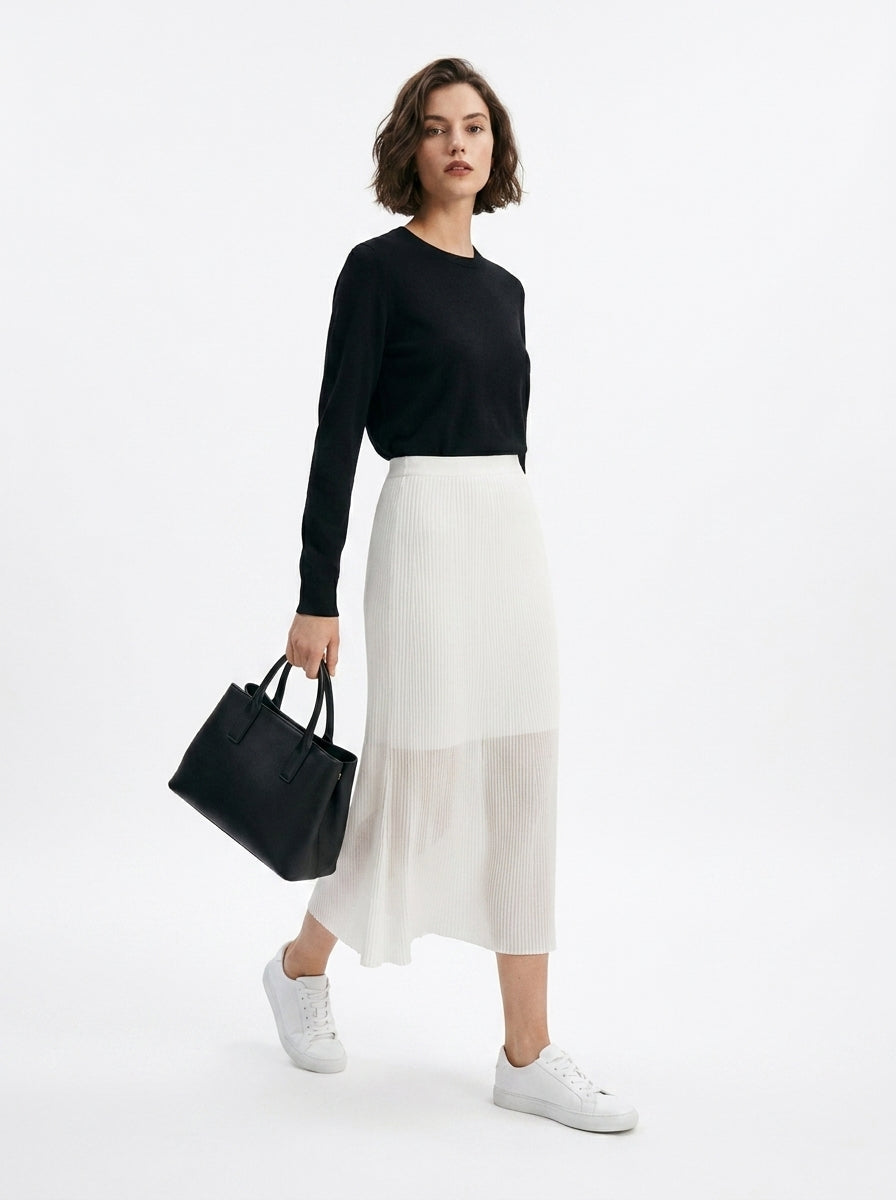 LadyLuxury | Elegant A-Line Knitted Long Skirt with Elastic Waistband