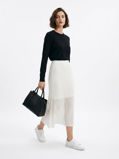LadyLuxury | Elegant A-Line Knitted Long Skirt with Elastic Waistband
