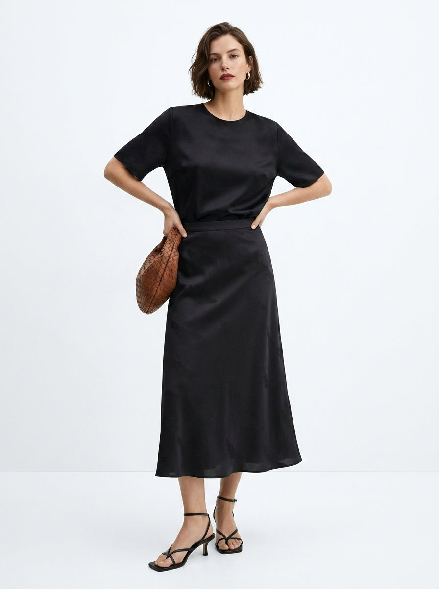 LadyLuxury | Elegant Chinese Style Jacquard Umbrella Skirt - Deep Sea Blue