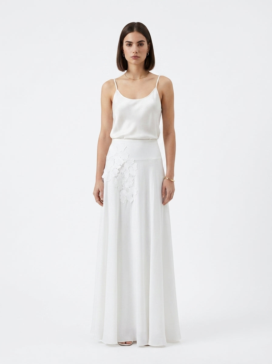 LadyLuxury | Elegant Lace Trim A-Line Midi Skirt - Summer Casual Loose Fit
