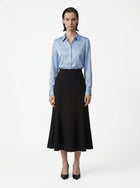 LadyLuxury French Split Fishtail Midi Skirt - High Waist A-Line Umbrella Skirt