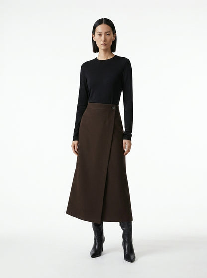 LadyLuxury | Woolen High Waist Straight Skirt - Elegant Slim Fit Office Midi Skirt