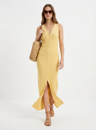 LadyLuxury | V-Neck Ribbed Knit Sleeveless Maxi Dress in Quiet Luxury Style