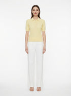 LadyLuxury | Pointelle Knit Polo - Short Sleeve Cotton-Blend Summer Sweater