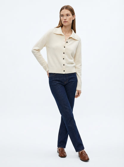 LadyLuxury | Convertible Collar Wool Blend Knit Cardigan - Old Money Aesthetic Two-Way Winter Coat