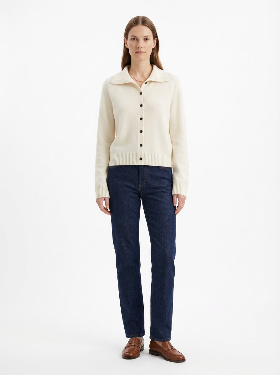 LadyLuxury | Convertible Collar Wool Blend Knit Cardigan - Old Money Aesthetic Two-Way Winter Coat