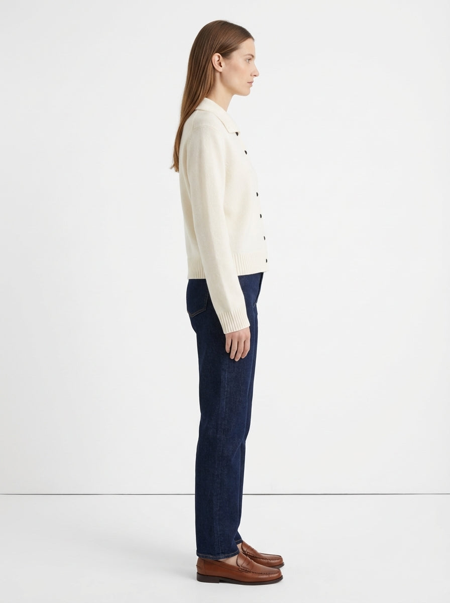LadyLuxury | Convertible Collar Wool Blend Knit Cardigan - Old Money Aesthetic Two-Way Winter Coat