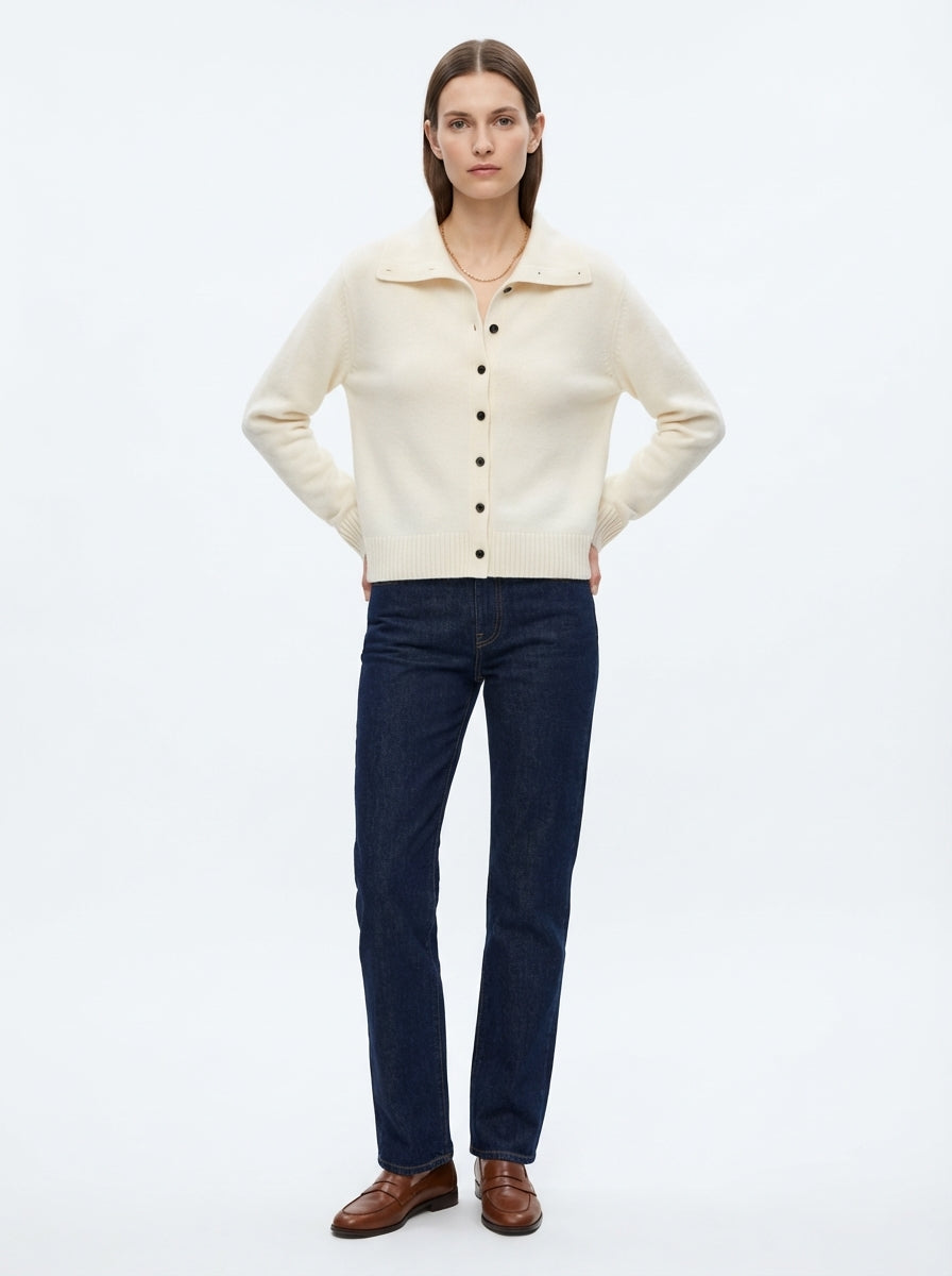 LadyLuxury | Convertible Collar Wool Blend Knit Cardigan - Old Money Aesthetic Two-Way Winter Coat
