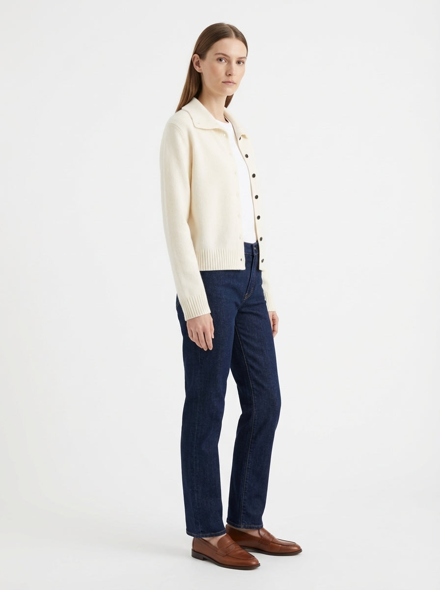LadyLuxury | Convertible Collar Wool Blend Knit Cardigan - Old Money Aesthetic Two-Way Winter Coat
