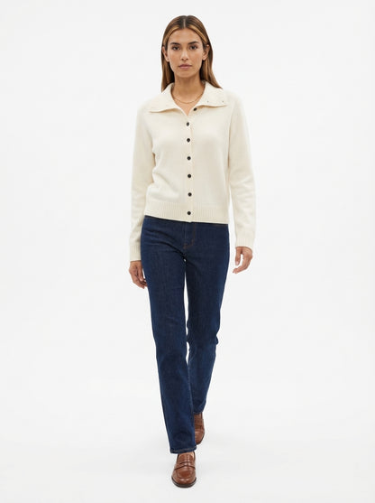 LadyLuxury | Convertible Collar Wool Blend Knit Cardigan - Old Money Aesthetic Two-Way Winter Coat