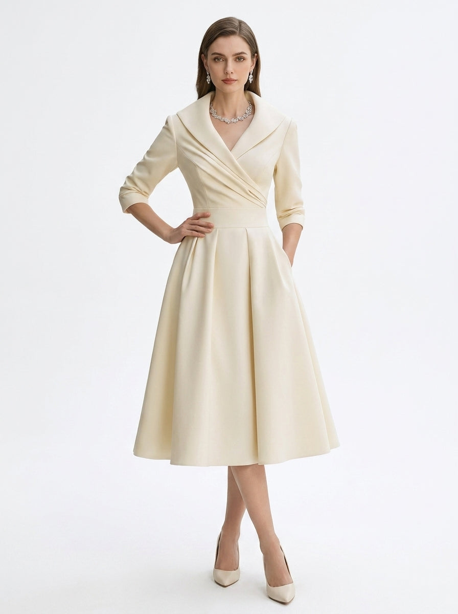 LadyLuxury | Elegant V-Neck Long Sleeve Maxi Dress - Slimming A-Line Evening Gown