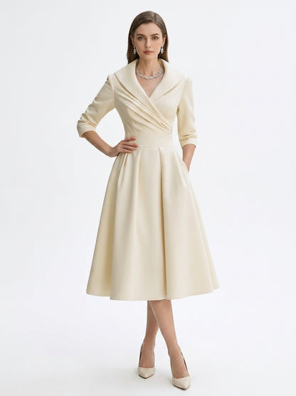 LadyLuxury | Elegant V-Neck Long Sleeve Maxi Dress - Slimming A-Line Evening Gown