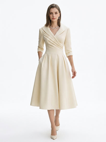 LadyLuxury | Elegant V-Neck Long Sleeve Maxi Dress - Slimming A-Line Evening Gown