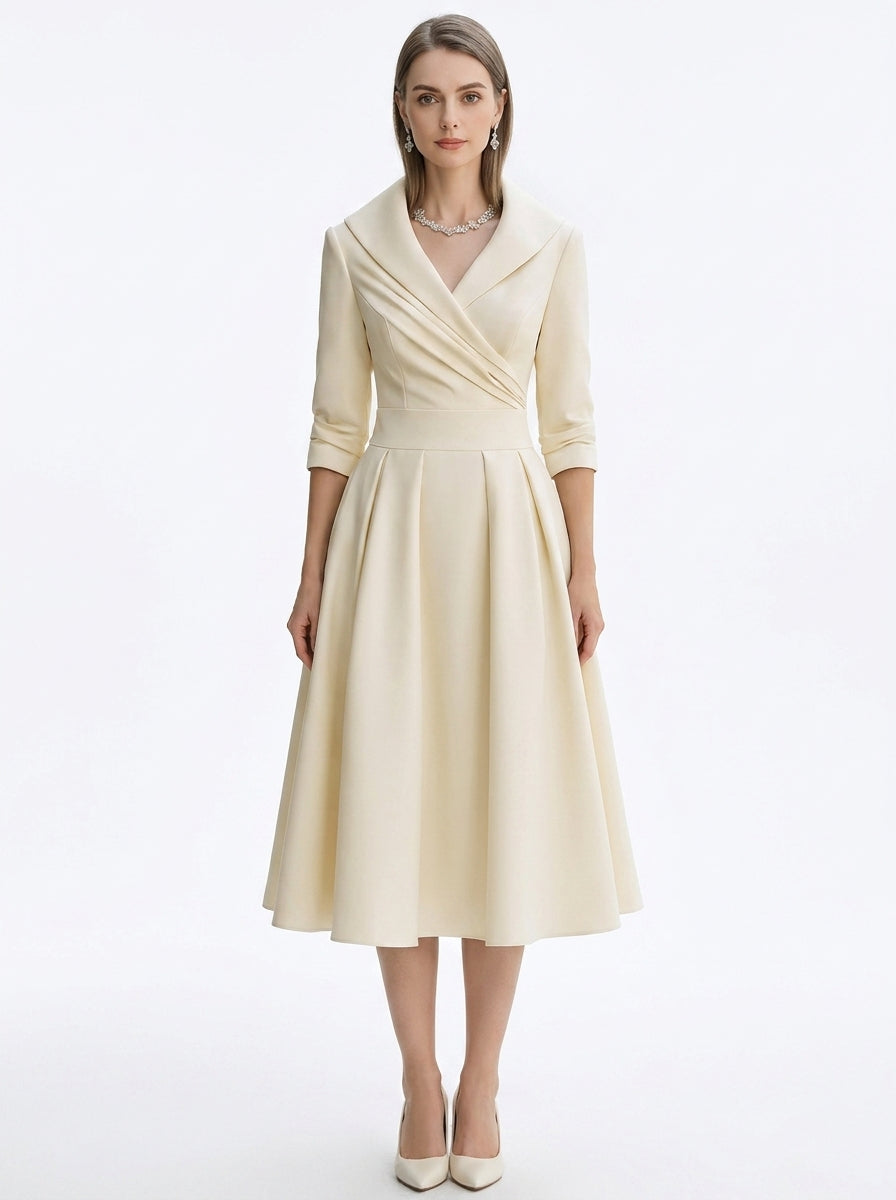 LadyLuxury | Elegant V-Neck Long Sleeve Maxi Dress - Slimming A-Line Evening Gown