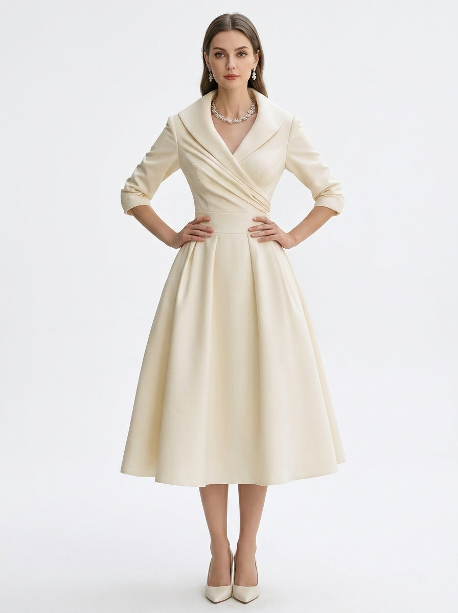 LadyLuxury | Elegant V-Neck Long Sleeve Maxi Dress - Slimming A-Line Evening Gown