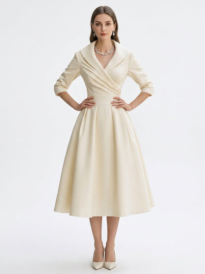 LadyLuxury | Elegant V-Neck Long Sleeve Maxi Dress - Slimming A-Line Evening Gown