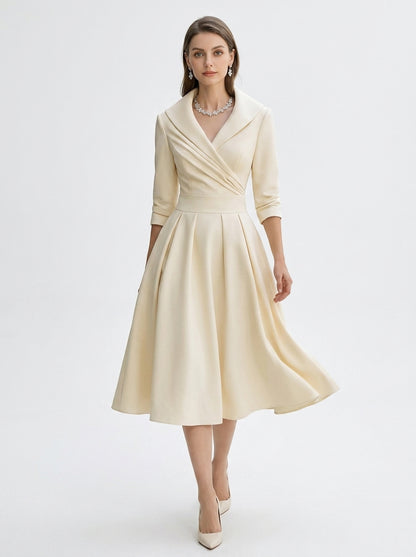 LadyLuxury | Elegant V-Neck Long Sleeve Maxi Dress - Slimming A-Line Evening Gown