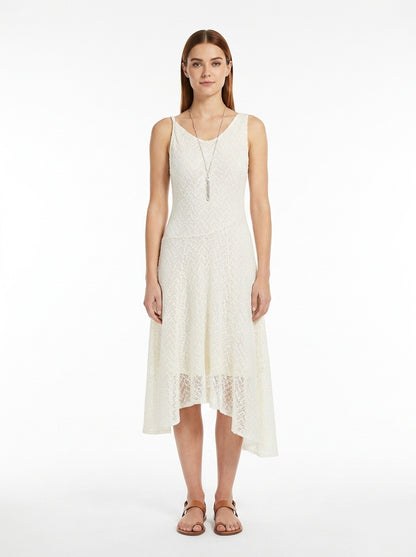 LadyLuxury | Lace Mesh V-Neck Pleated Sundress - Elegant Fairycore Beige Midi