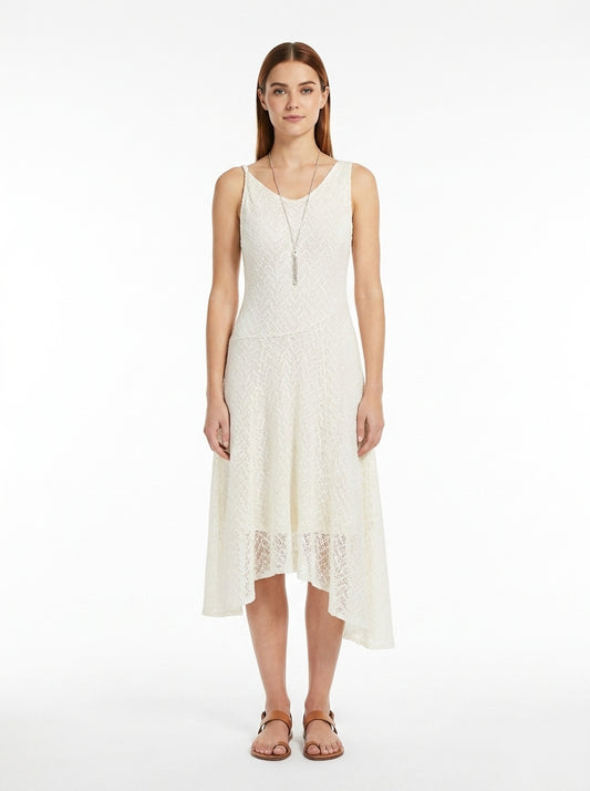 LadyLuxury | Lace Mesh V-Neck Pleated Sundress - Elegant Fairycore Beige Midi
