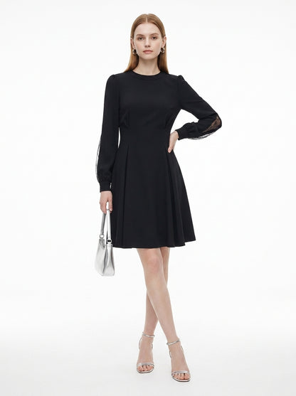 LadyLuxury | French Waist Black Dress - Minimalist Office Chic A-Line Mini