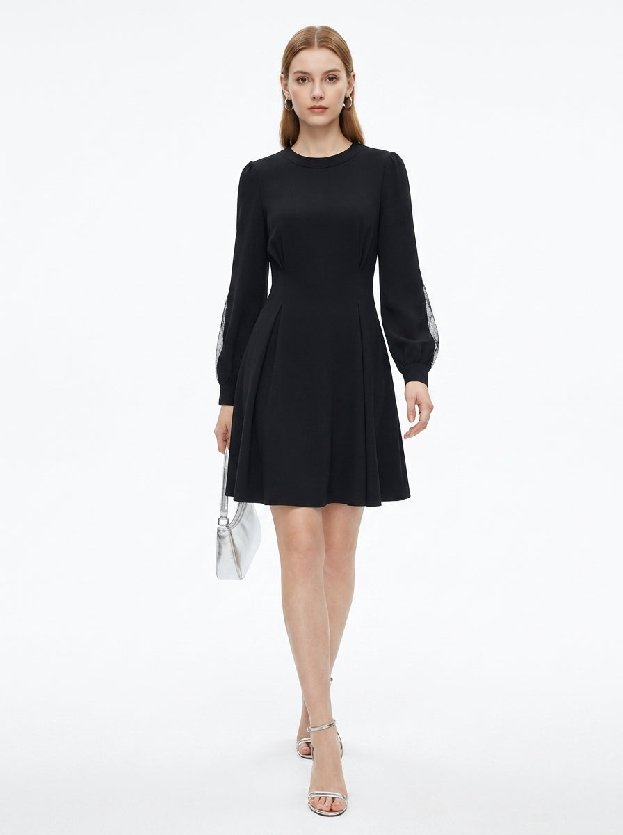 LadyLuxury | French Waist Black Dress - Minimalist Office Chic A-Line Mini