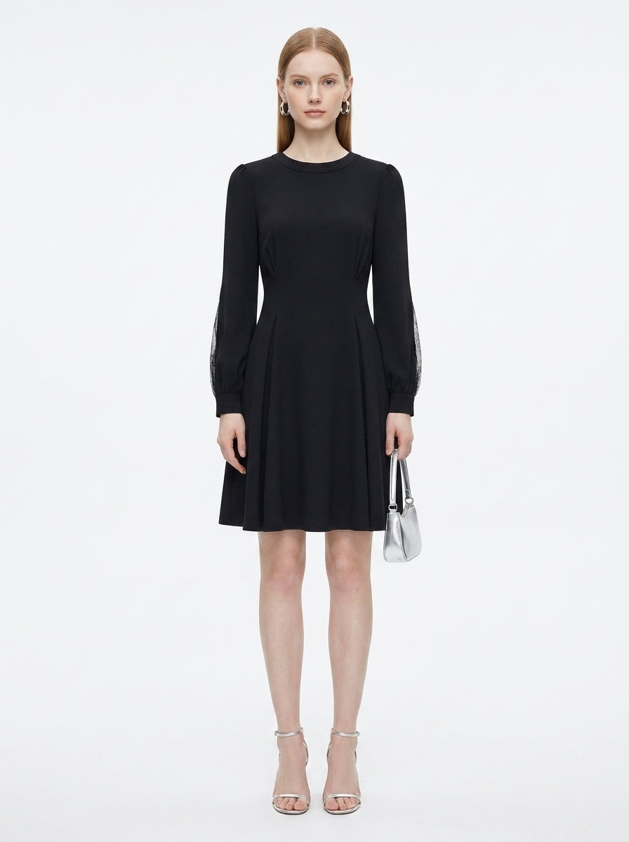 LadyLuxury | French Waist Black Dress - Minimalist Office Chic A-Line Mini