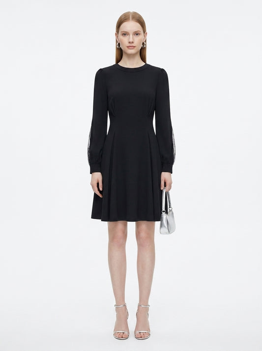 LadyLuxury | French Waist Black Dress - Minimalist Office Chic A-Line Mini