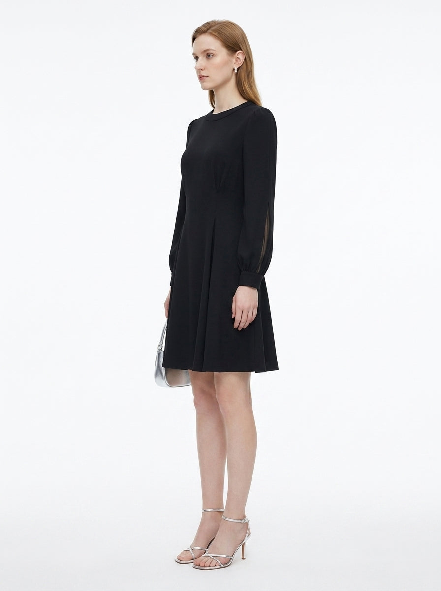 LadyLuxury | French Waist Black Dress - Minimalist Office Chic A-Line Mini