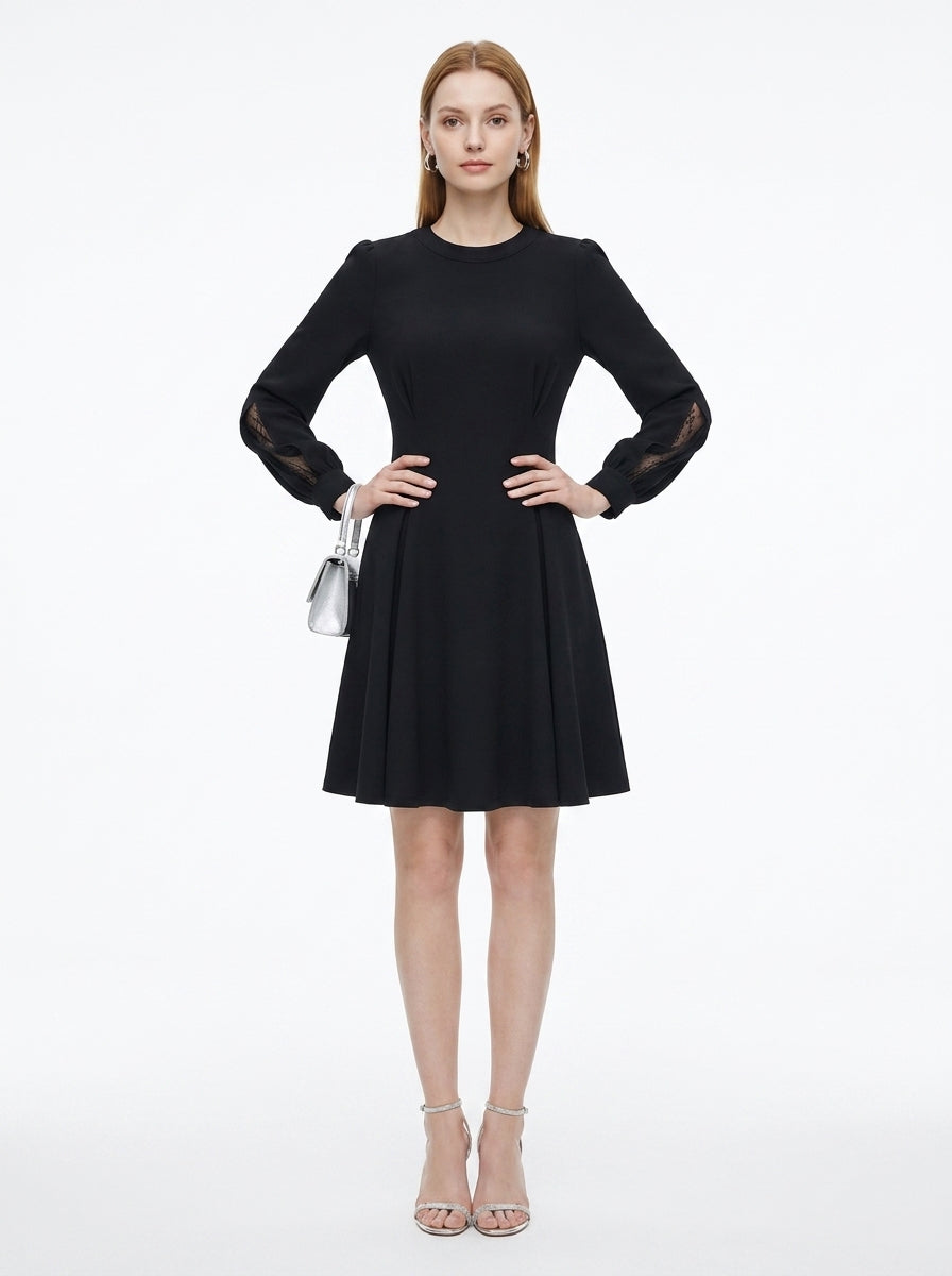 LadyLuxury | French Waist Black Dress - Minimalist Office Chic A-Line Mini