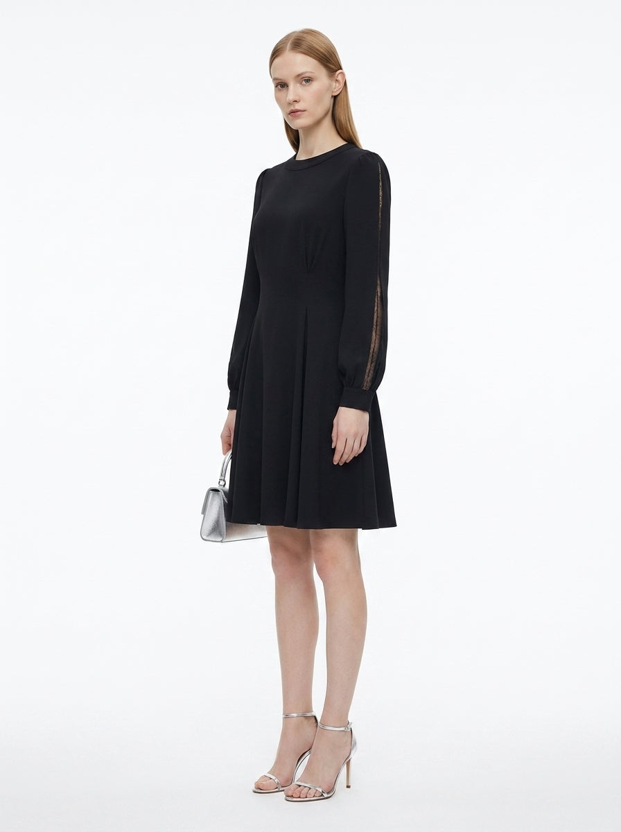 LadyLuxury | French Waist Black Dress - Minimalist Office Chic A-Line Mini